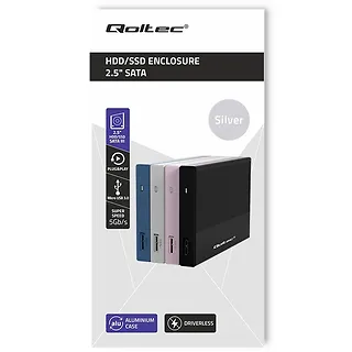 Qoltec Obudowa | Kieszeń na dysk SSD HDD 2.5 cala| SATA | USB 3.0 | Super  speed 5Gb/s | 2TB | Srebrna