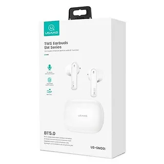 USAMS Słuchawki Bluetooth TWS 5.0 SM Series białe BHUSM01