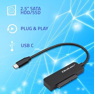 Qoltec Adapter SATA | Przejściówka na dysk SSD HDD 2.5" | USB-C | Super speed 5Gb/s | 2TB