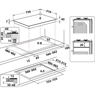 Whirlpool Płyta gazowa szklana AKWL728NB