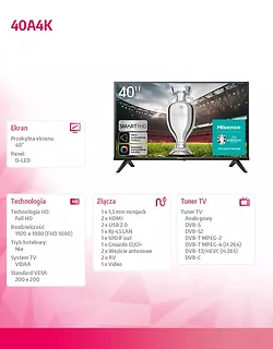 Hisense Telewizor LED 40 cali 40A4K