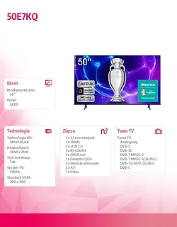 Hisense Telewizor QLED 50 cali 50E7KQ