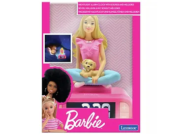 LEXIBOOK Budzik Barbie z lampką nocną 3D i specjalnymi dzwonkami