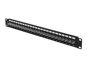 Lanberg Patch panel 24 porty 19 cali gniazdo Typ F beczka czarny