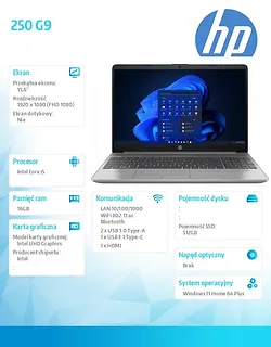 HP Inc. Notebook 250 G9 i5-1235U 512GB/16GB/15.6/W11H 8A5L1EA