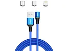 Kabel magnetyczny SAVIO CL-154 USB - USB Typ C, Micro i Lightning, 1m oplot niebieski