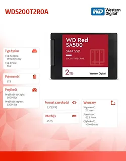 Western Digital Dysk SSD Red 2TB SATA 2,5 WDS200T2R0A