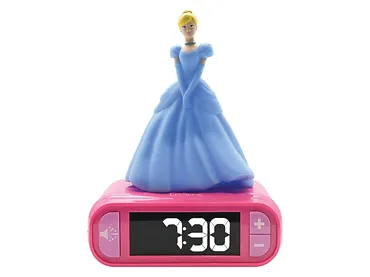 LEXIBOOK Budzik Księżniczki Disney'a z lampką nocną 3D i specjalnymi dzwonkami