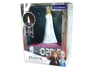 LEXIBOOK Budzik Frozen z lampką nocną 3D i specjalnymi dzwonkami