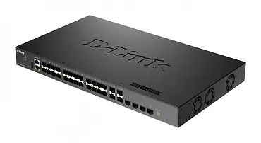 D-Link Przełącznik zarządzalny DXS-3410-32XY/E 10G warstwa 3 stakowalny 24*10GBASE-T + 4*10G SFP+ + 4*25G SFP28 Multi-Gigabit