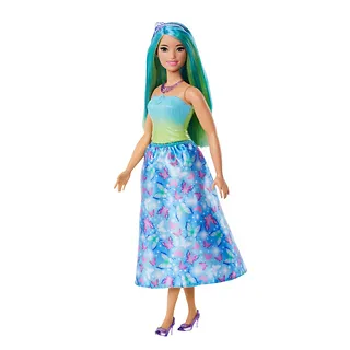 Mattel Lalka Barbie Księżniczka z długimi włosami, niebiesko-zielone