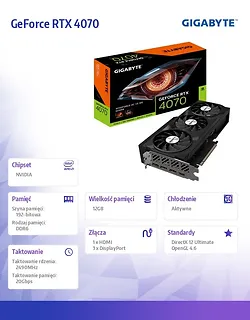 Karta graficzna Gigabyte GeForce RTX 4070 Windforce 2X OC V2 12GB GDDR6