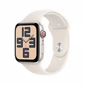 Apple Watch SE GPS + Cellular, koperta 44 mm z aluminium w kolorze księżycowej poświaty z paskiem sportowym w kolorze księżycowej poświaty - rozmiar S/M