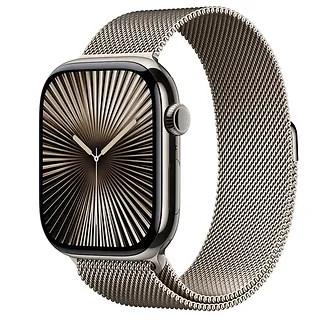Apple Watch Series 10 GPS + Cellular, koperta 46 mm z tytanu w kolorze naturalnym z bransoletą mediolańską w kolorze tytanu naturalnego - rozmiar S/M