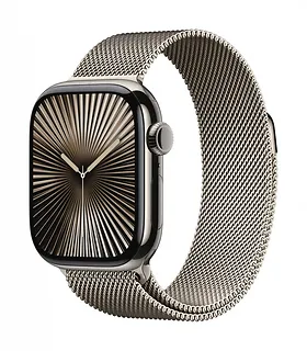 Apple Watch Series 10 GPS + Cellular, koperta 42 mm z tytanu w kolorze naturalnym z bransoletą mediolańską w kolorze naturalnego tytanu