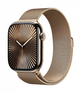 Apple Watch Series 10 GPS + Cellular, koperta 46 mm z tytanu w kolorze złotym z bransoletą mediolańską w kolorze złotym - rozmiar M/L