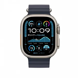 Apple Pasek Ocean w kolorze granatu do koperty 49 mm - elementy z tytanu w kolorze naturalnym