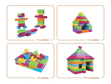 Marioinex Klocki budowlane Cegły 33 elementy Pastel
