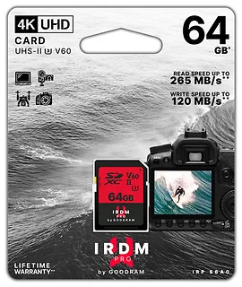 GOODRAM Karta pamięci SDXC Iridium PRO 64GB V60 UHS-II U3