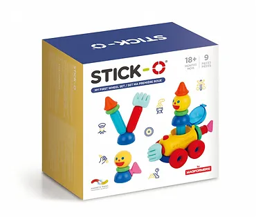 Magformers Klocki magnetyczne Stick-o Mój pierwszy zestaw z kołami 9 elementów