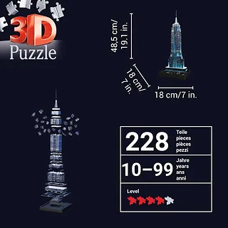 Ravensburger Polska Puzzle 3D Budynki nocą Empire State Building