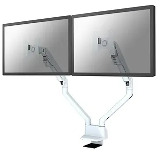 Neomounts Uchwyt biurkowy FPMA-D750DWHITE2 na 2 ekrany 10-32 cali 75x75-100x100 2-8kg h:20-51cm PIVOT 180 stopni