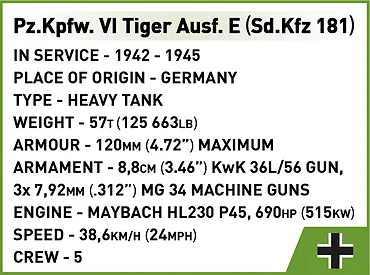 Cobi Klocki Klocki Pz.Kpfw. VI Tiger Ausf. E 870 klocków