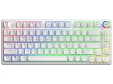 Klawiatura mechaniczna bezprzewodowa SAVIO PHENIX WHITE Gateron Red Pro, ABS
