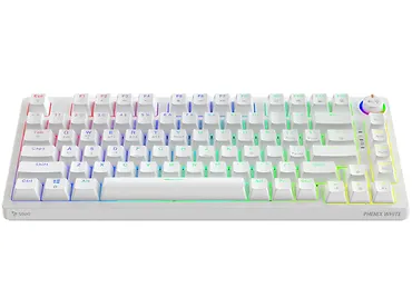 Klawiatura mechaniczna bezprzewodowa SAVIO PHENIX WHITE Gateron Red Pro, ABS