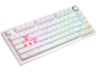Klawiatura mechaniczna bezprzewodowa SAVIO PHENIX WHITE Gateron Red Pro, ABS