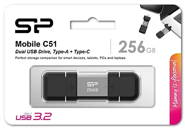 Silicon Power Pendrive C51 256GB USB-A USB-C 200 MB/s Srebrny