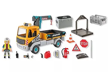 Playmobil Zestaw z figurkami Action Heroes 71750 Ciężarówka budowlana z dźwigiem