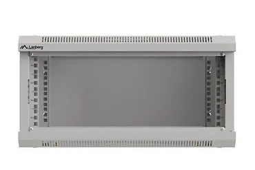 Lanberg Szafa instalacyjna rack wisząca 19" 4U 540x350 szara drzwi przeszklone ( flat pack)