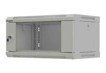 Lanberg Szafa instalacyjna rack wisząca 19" 4U 540x350 szara drzwi przeszklone ( flat pack)