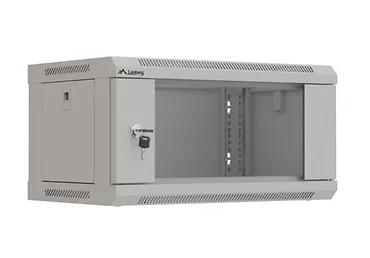 Lanberg Szafa instalacyjna rack wisząca 19" 4U 540x350 szara drzwi przeszklone ( flat pack)