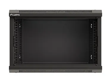 Lanberg Szafa instalacyjna rack wisząca 19" 6U 540x350 czarna drzwi  przeszklone ( flat pack)