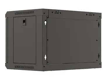 Lanberg Szafa instalacyjna rack wisząca 19" 6U 540x350 czarna drzwi  przeszklone ( flat pack)