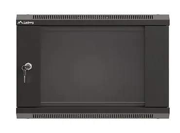 Lanberg Szafa instalacyjna rack wisząca 19" 6U 540x350 czarna drzwi  przeszklone ( flat pack)