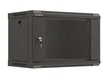 Lanberg Szafa instalacyjna rack wisząca 19" 6U 540x350 czarna drzwi  przeszklone ( flat pack)
