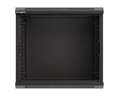 Lanberg Szafa instalacyjna rack wisząca 19" 540x350 czarna drzwi przeszklone ( flat pack)