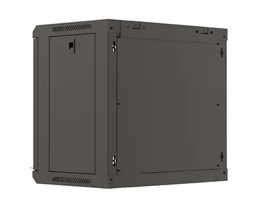 Lanberg Szafa instalacyjna rack wisząca 19" 540x350 czarna drzwi przeszklone ( flat pack)