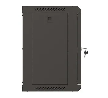 Lanberg Szafa instalacyjna rack wisząca 19" 540x350 czarna drzwi przeszklone ( flat pack)