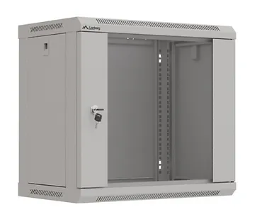 Lanberg Szafa instalacyjna rack wisząca 19" 9U 540x350 szara drzwi przeszklone ( flat pack)