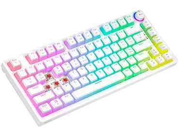 Klawiatura mechaniczna bezprzewodowa SAVIO PHENIX WHITE Gateron Red Pro, Pudding