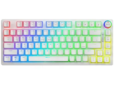 Klawiatura mechaniczna bezprzewodowa SAVIO PHENIX WHITE Gateron Yellow, Pudding