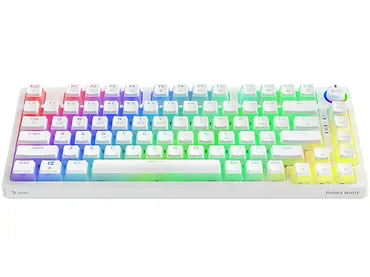 Klawiatura mechaniczna bezprzewodowa SAVIO PHENIX WHITE Gateron Yellow, Pudding