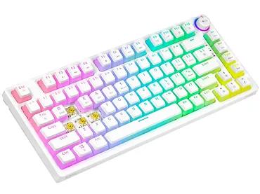Klawiatura mechaniczna bezprzewodowa SAVIO PHENIX WHITE Gateron Yellow, Pudding