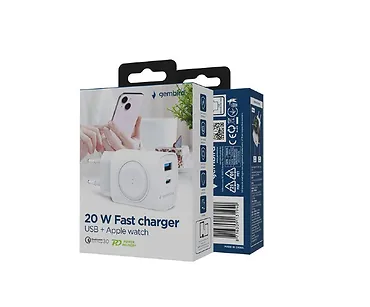 Gembird Ładowarka USB-A USB-C 20W PowerDelivery Quick Charge 3.0, biała