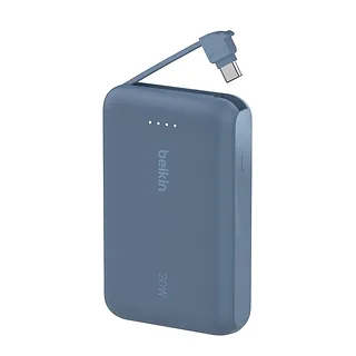 Belkin PowerBank BoostCharge 10k mAh 20w wbudowany kabel-C, port-C, niebieski