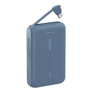Belkin PowerBank BoostCharge 10k mAh 20w wbudowany kabel-C, port-C, niebieski